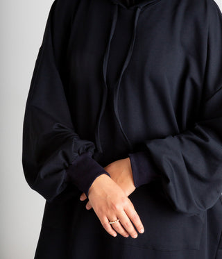 Cotton Hoodie Abaya navy - Sale