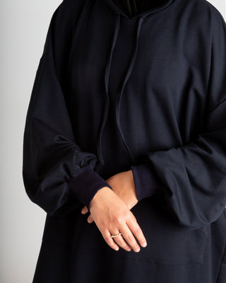 Cotton Hoodie Abaya schwarz - sale