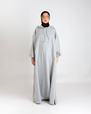 Cotton Hoodie Abaya grau - sale