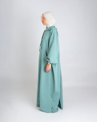 Cotton Hoodie Abaya mint - Sale