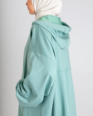 Cotton Hoodie Abaya mint - Sale