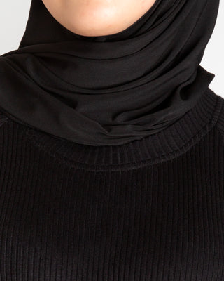 Viscose Abaya Polosy - Schwarz