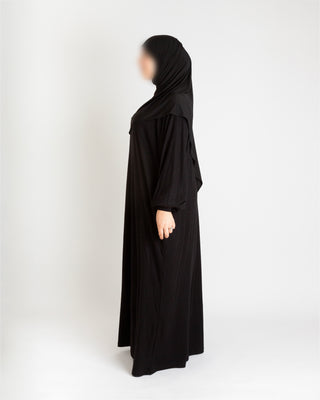 Viscose Abaya Polosy - Schwarz