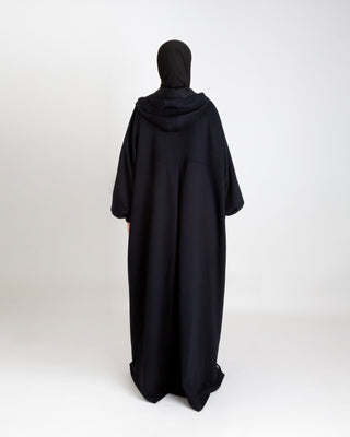 Cotton Hoodie Abaya schwarz - sale